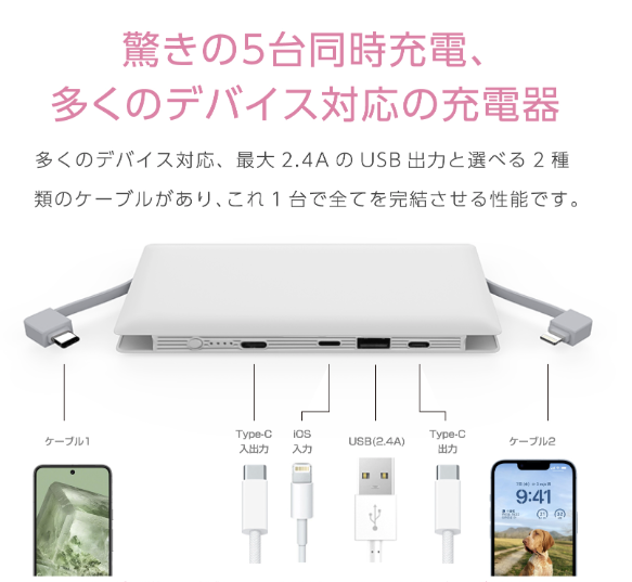 【がん】モバイルバッテリー 大容量10,000mAh
